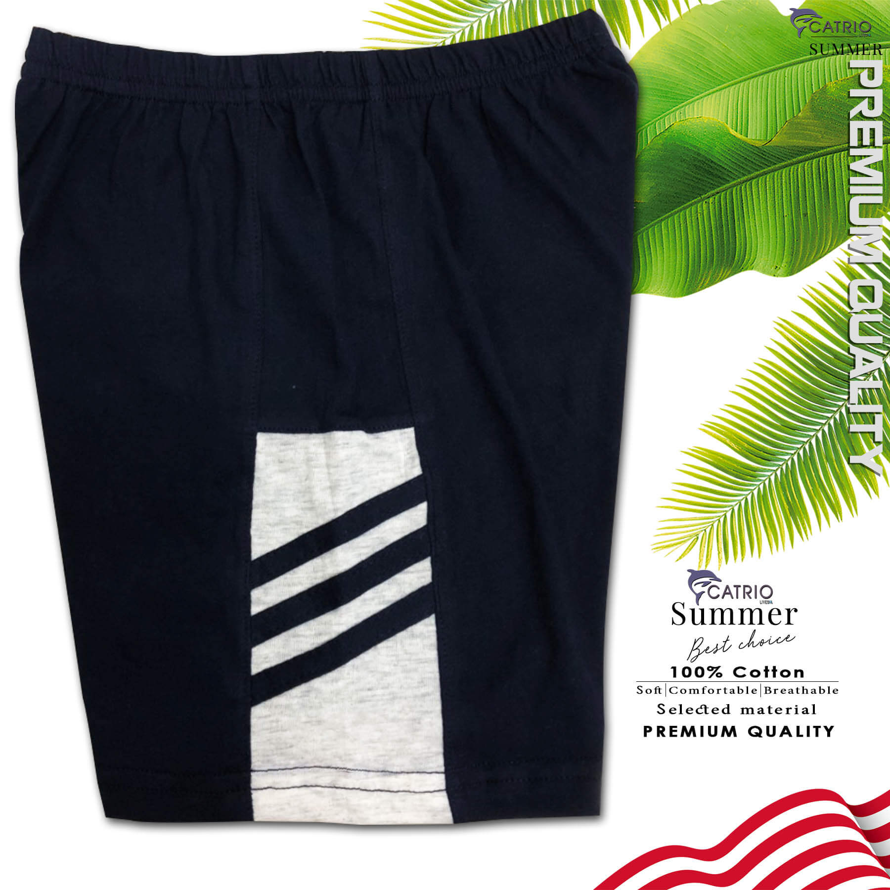 BỘ PHÔNG BÉ TRAI CATRIO là bộ thun trẻ em từ 6T-18T=QUẦN ĐÙI+ÁO NGẮN TAY in ĐẠI BÀNG màu NAVY