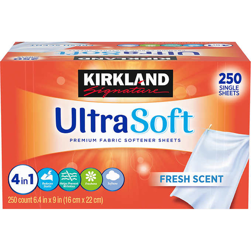 Giấy Thơm Quần Áo 4in1 Kirkland Fabric Soften UltraSoft 250 tờ - USA