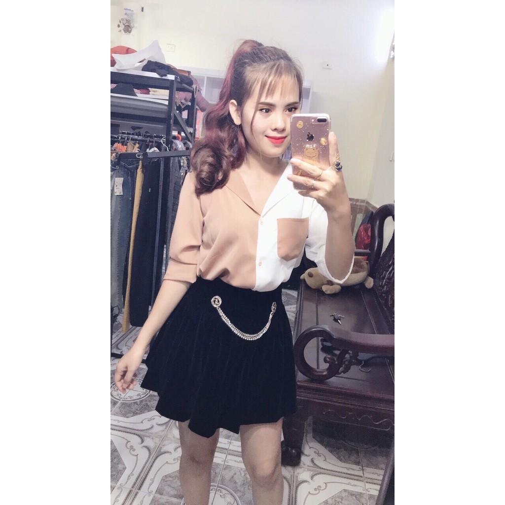 Sơ Mi Nữ, Sơ Mi Phối 2 Màu