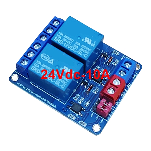 Module 2 relay 24Vdc 10A có opto kích high/low HES-24-10A