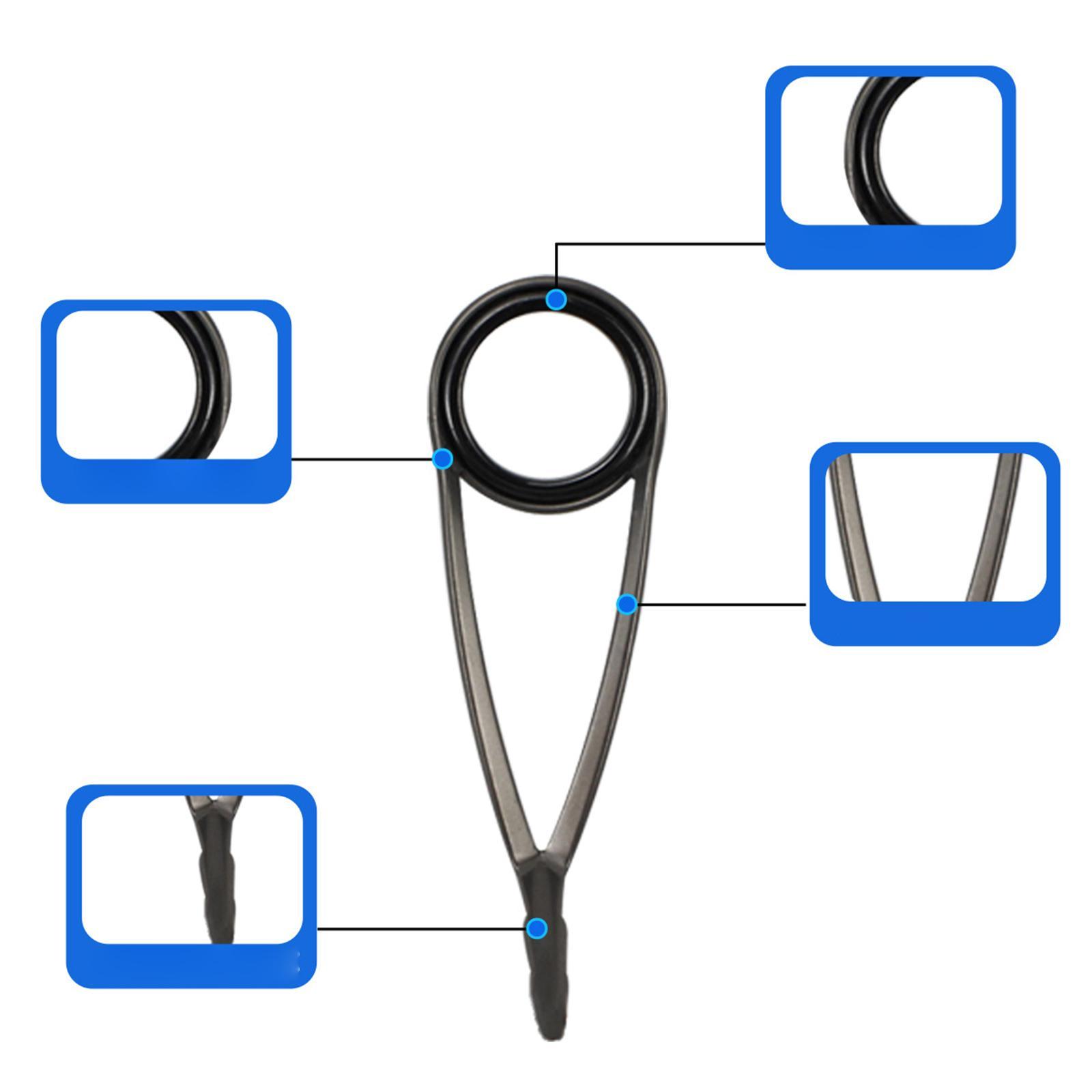 Fishing Rod Guide Set, Durable Lightweight Rod Tip, Repair Kit, Guides Replacement Rings for Building Component Spinning Saltwater Freshwater