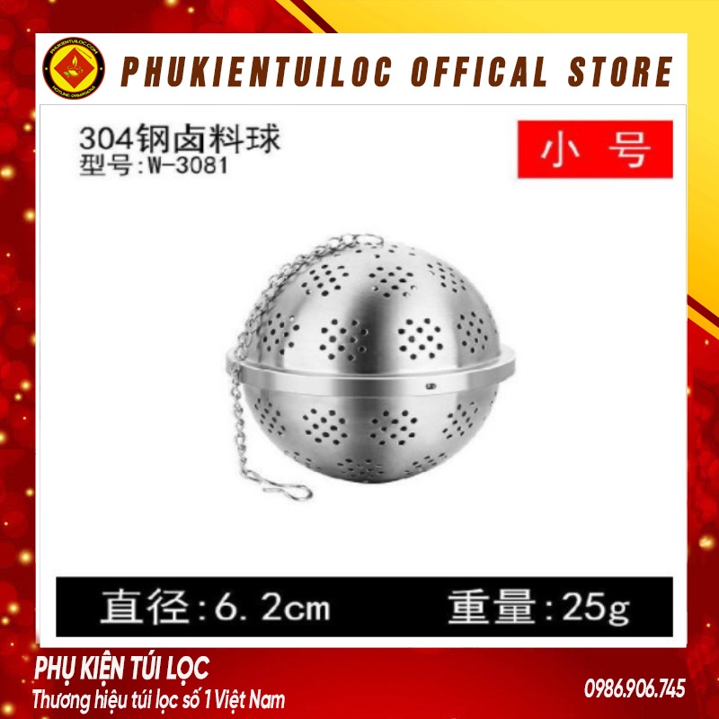 Lọc inox hình tròn cao cấp, có dây treo, nhiều kích thước, quả lọc - LINOX5- Phukientuiloc