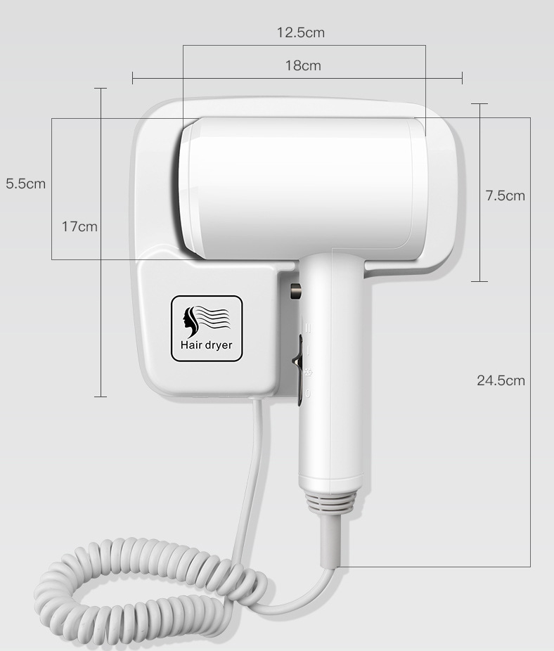 Máy sấy tóc nóng lạnh không làm tổn thương tóc có thể gắn tường nhà tắm khách sạn