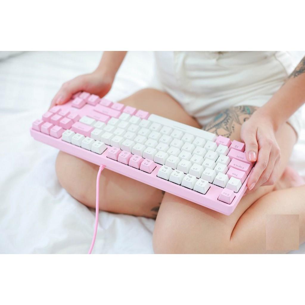 Bàn phím cơ Gaming DareU EK87 Pink White - Hàng Chính Hãng