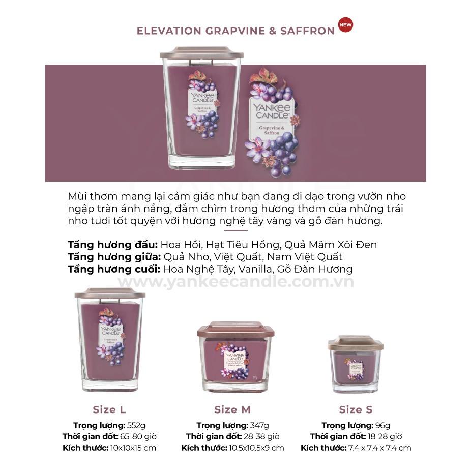 Nến ly vuông Elevation Yankee Candle size L - Grapvine &amp; Saffron (552g)