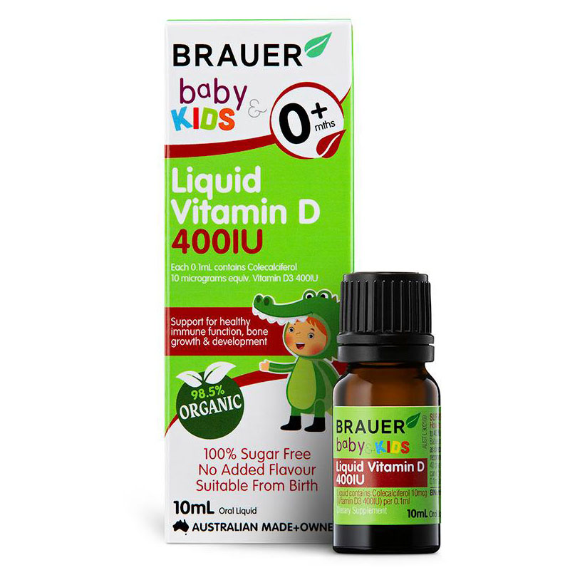 Vitamin D cho trẻ sơ sinh và trẻ nhỏ Brauer Baby & Kids Liquid Vitamin D 400IU giúp phát triển hệ xương, răng, ngủ ngon - QuaTangMe Extaste