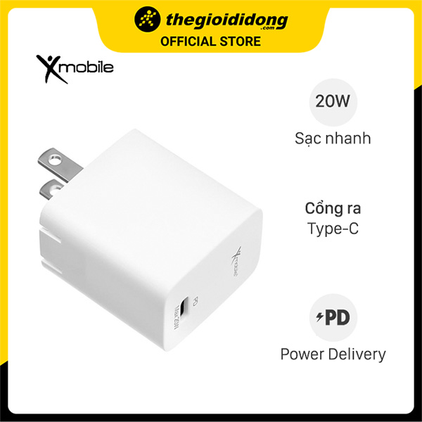 Adapter Sạc Type C PD 20W Xmobile TC20W Trắng - Hàng Chính Hãng