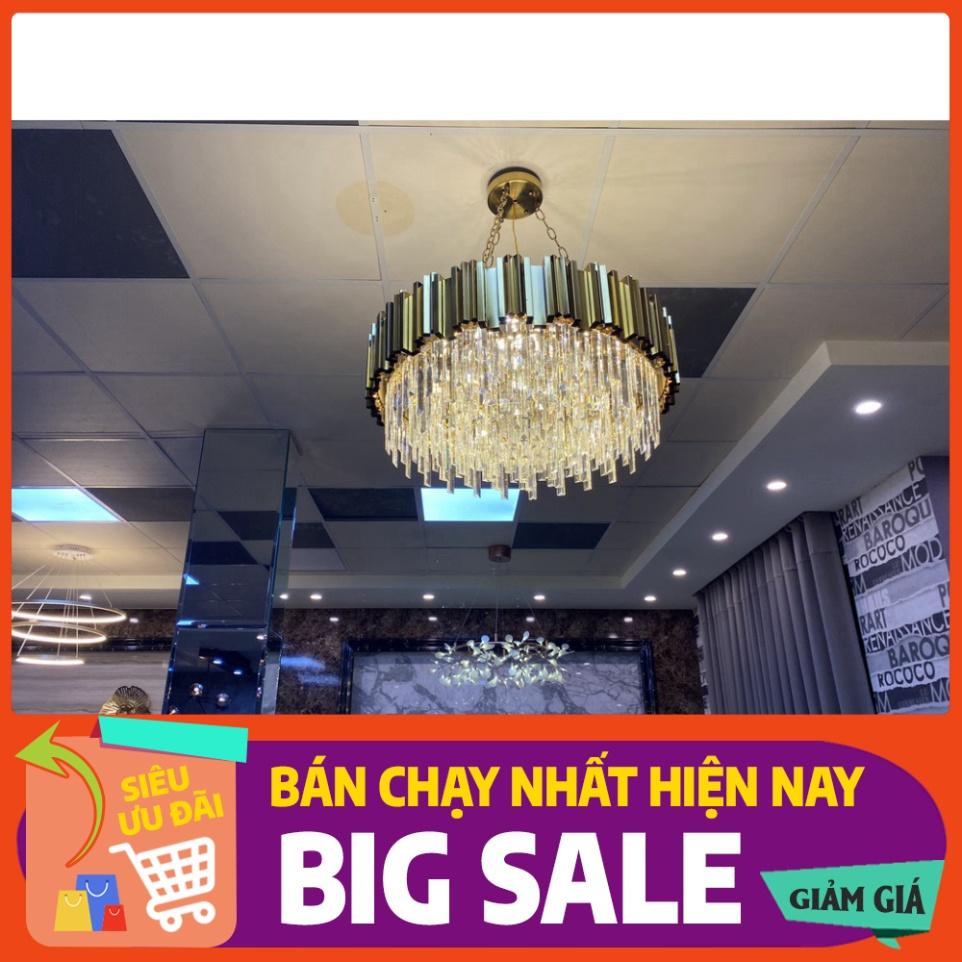 Đèn chùm pha lê loại tròn và hình chữ nhật phong cách hiện đại trang trí nội thất sang trọng