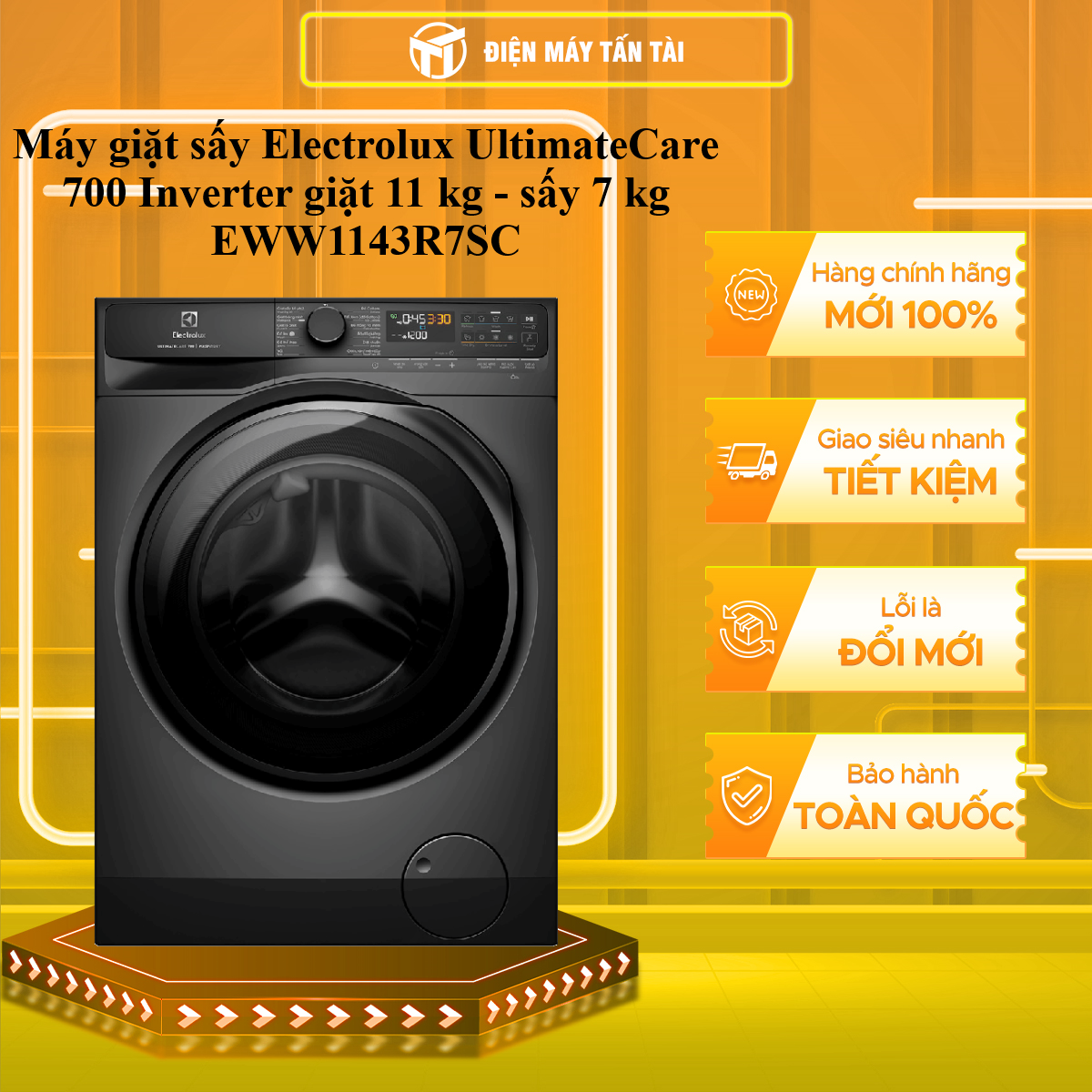 Máy giặt sấy Electrolux UltimateCare 700 Inverter giặt 11 kg - sấy 7 kg EWW1143R7SC - HÀNG CHÍNH HÃNG - CHỈ GIAO HCM
