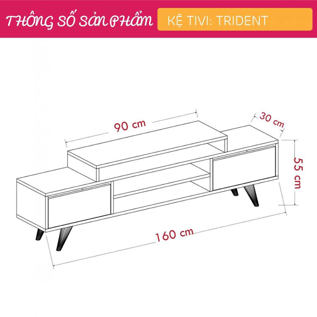 Kệ TV phòng khách thiết kế đẹp SMLIFE Trident