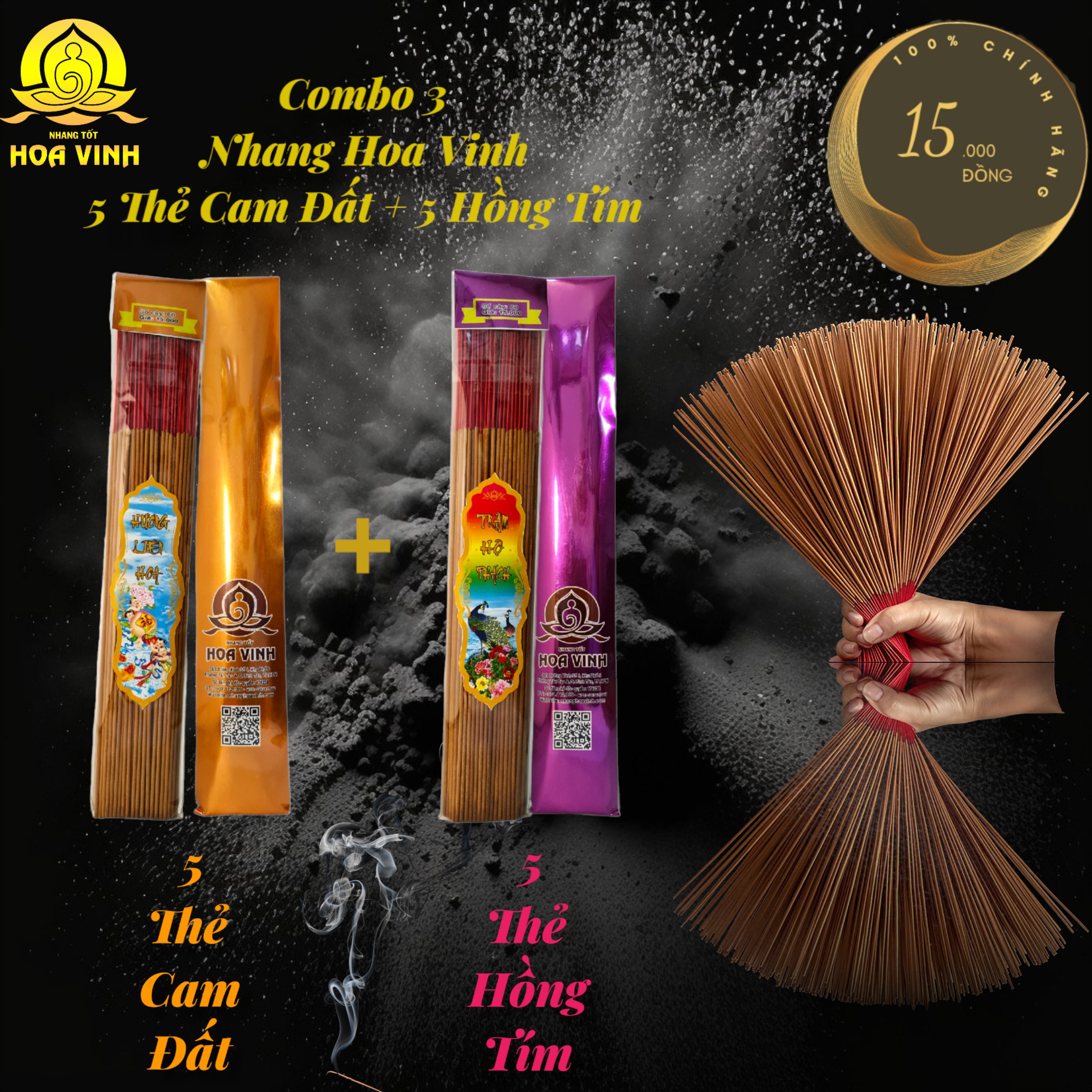 NHANG HOA VINH CHÍNH HÃNG 60K - MÀU CAM - 320 CÂY LOẠI 4 TẤC
