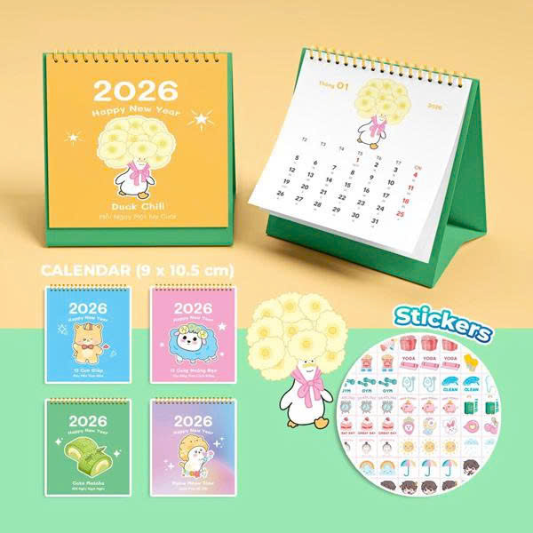 Lịch Để Bàn Mini 2026 ( 9x10.5 cm) - Nhiều Mẫu