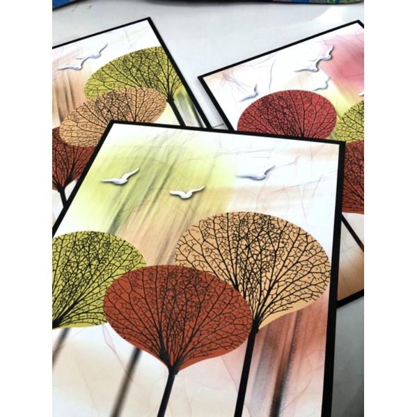 Tranh treo tường, tranh trang trí bộ 3 tranh formex siêu nhẹ, tiện lợi, chỉ cần dán không cần khoan tường.