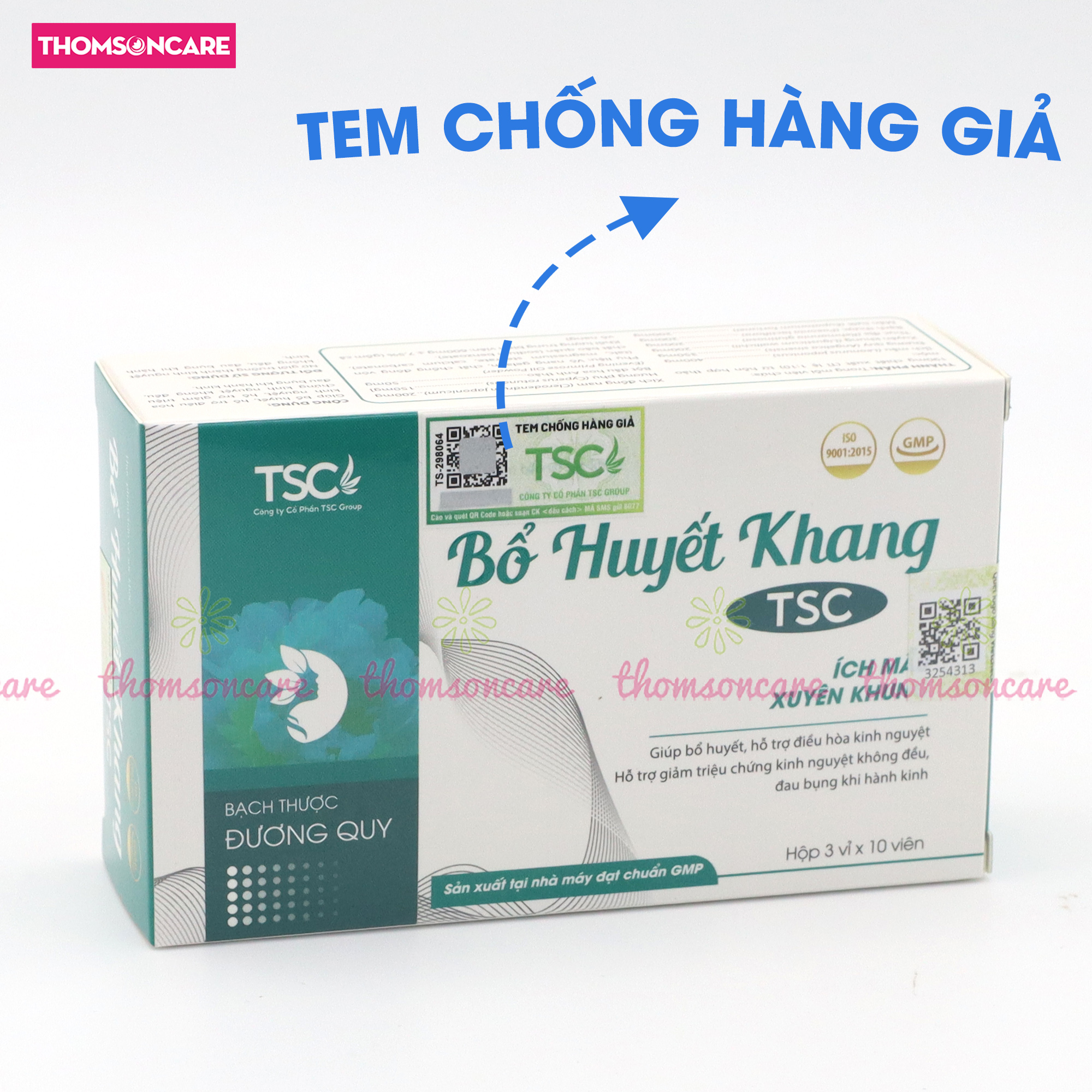 Bổ Huyết Khang - Hỗ trợ giảm rối loạn điều hòa kinh nguyệt, đau bụng kinh từ cao Ích mẫu và thảo dược - Hộp 30 viên Thomsoncare