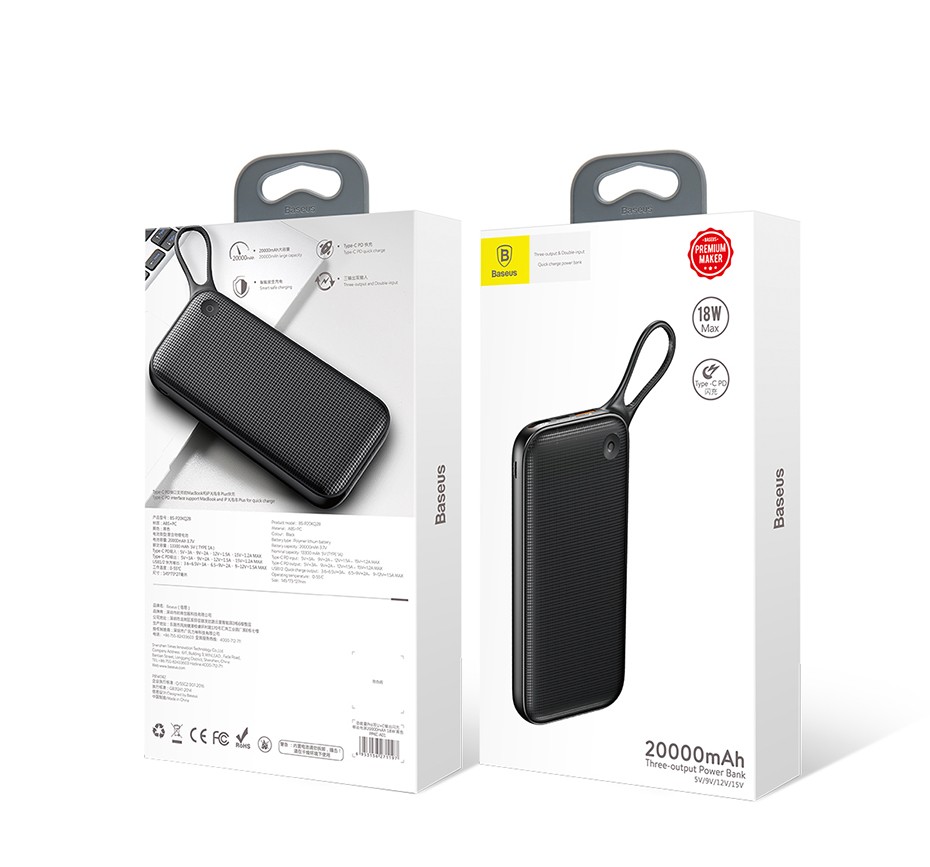 Pin sạc dự phòng Baseus PD Pro cho Smartphone/ Tablet/ Macbook (Support Power Delivery PD Fast Charge/ 20,000mAh/ 2 Port USB Type A QC3.0+ Type C) - Hàng Chính Hãng