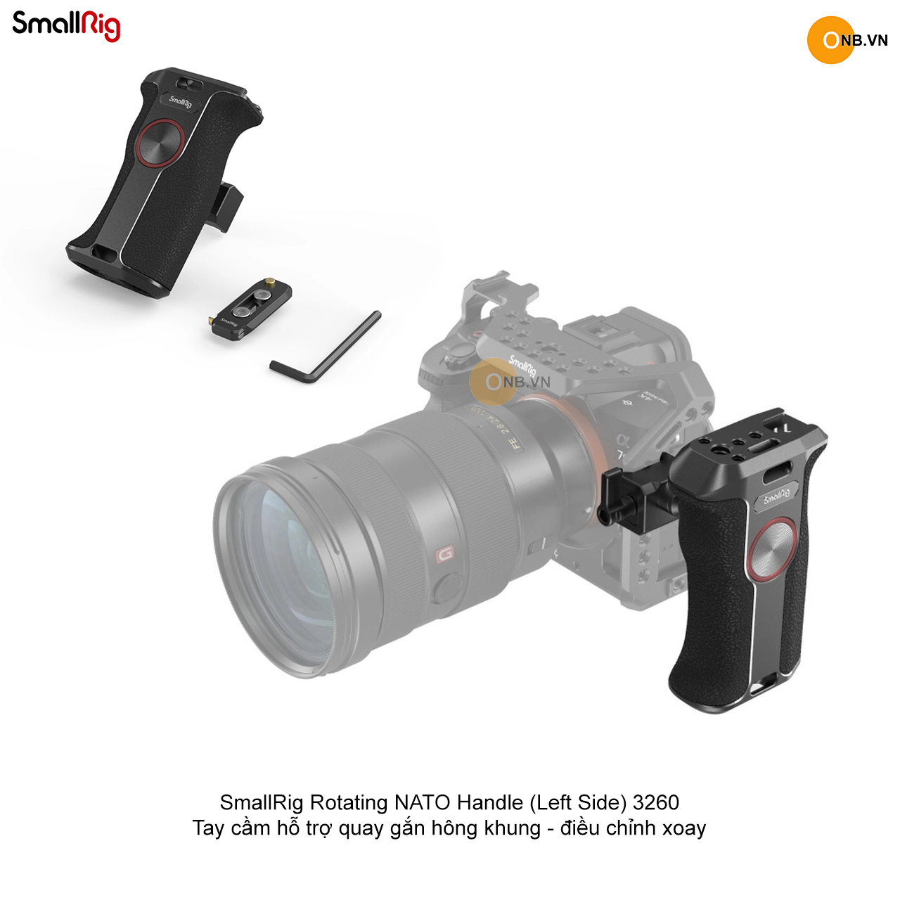 SmallRig Rotating NATO Handle Left Side Tay cầm gắn hông khung 3260 xoay 360