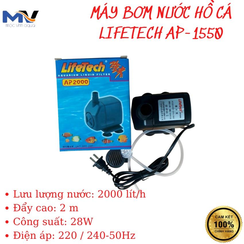 MÁY BƠM NƯỚC HỒ CÁ LIFETECH AP-2000 CÔNG SUẤT 28W, LƯU LƯỢNG 2000L/H | CỬA HÀNG THIẾT BỊ LỌC NƯỚC HỒ CÁ MỘC VINH AQUA