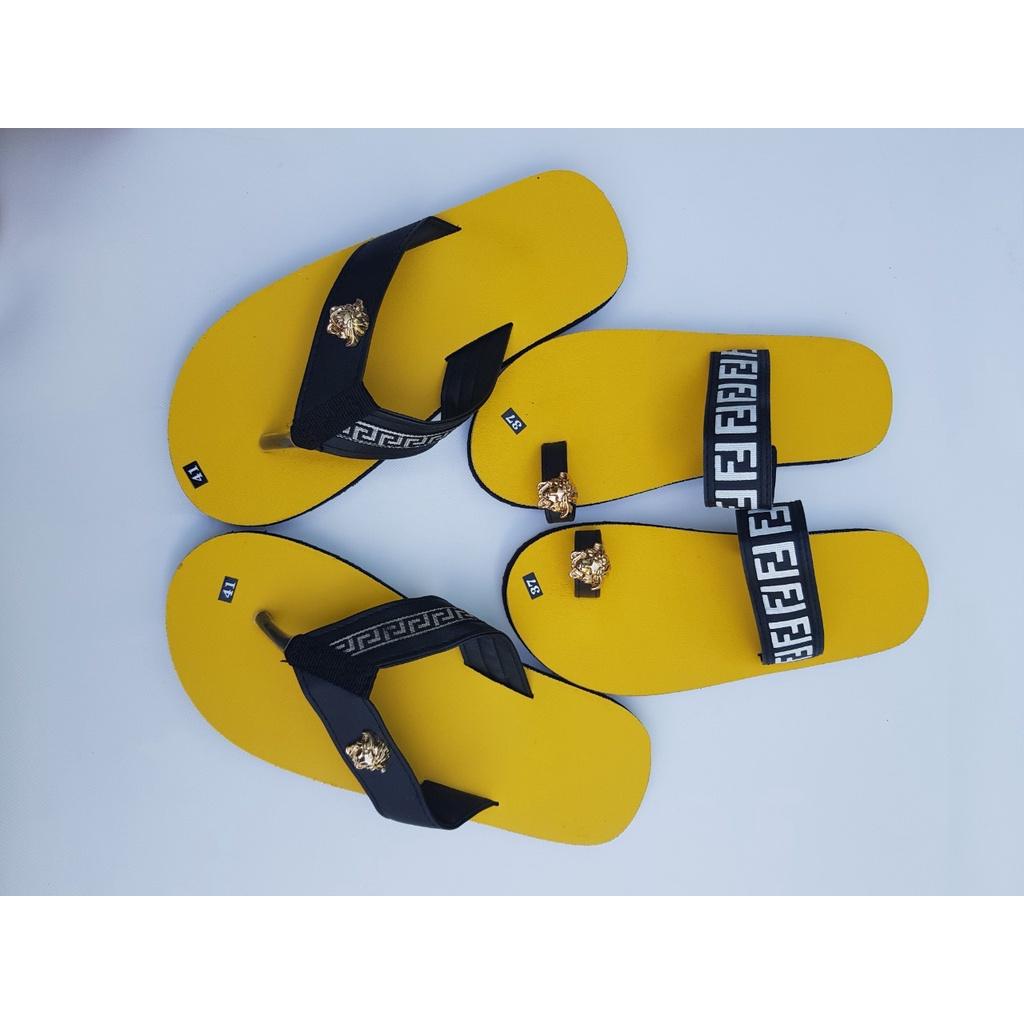 sandal đồng nai dép cặp nam và nữ ( đế vàng quai đen ) size từ 35 nữ đến 43 nam