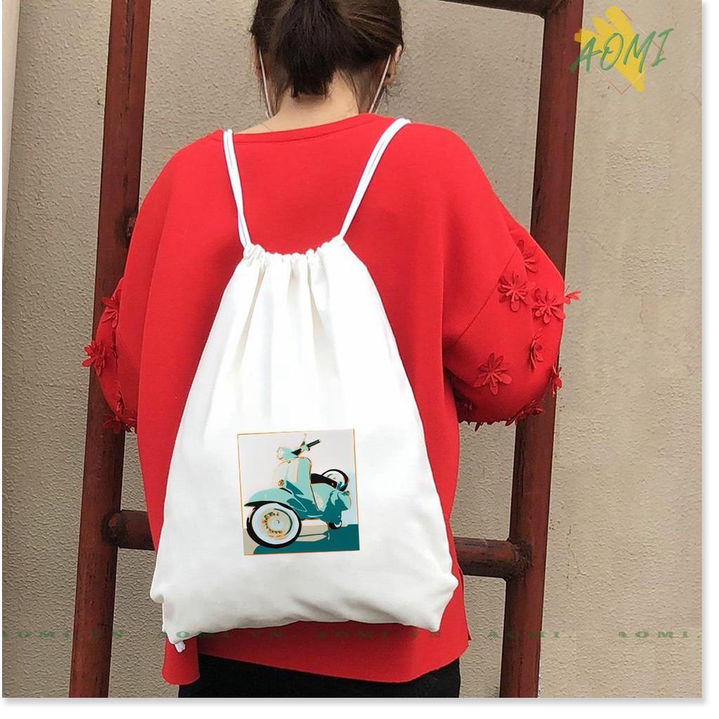 BALO VESPA MINI AOMIVN DÂY RÚT NHỎ XINH UNISEX CHẤT CANVAS THỜI TRANG CUTE XINH ĐẸP TIỆN ÍCH DẠO PHỐ DU LỊCH