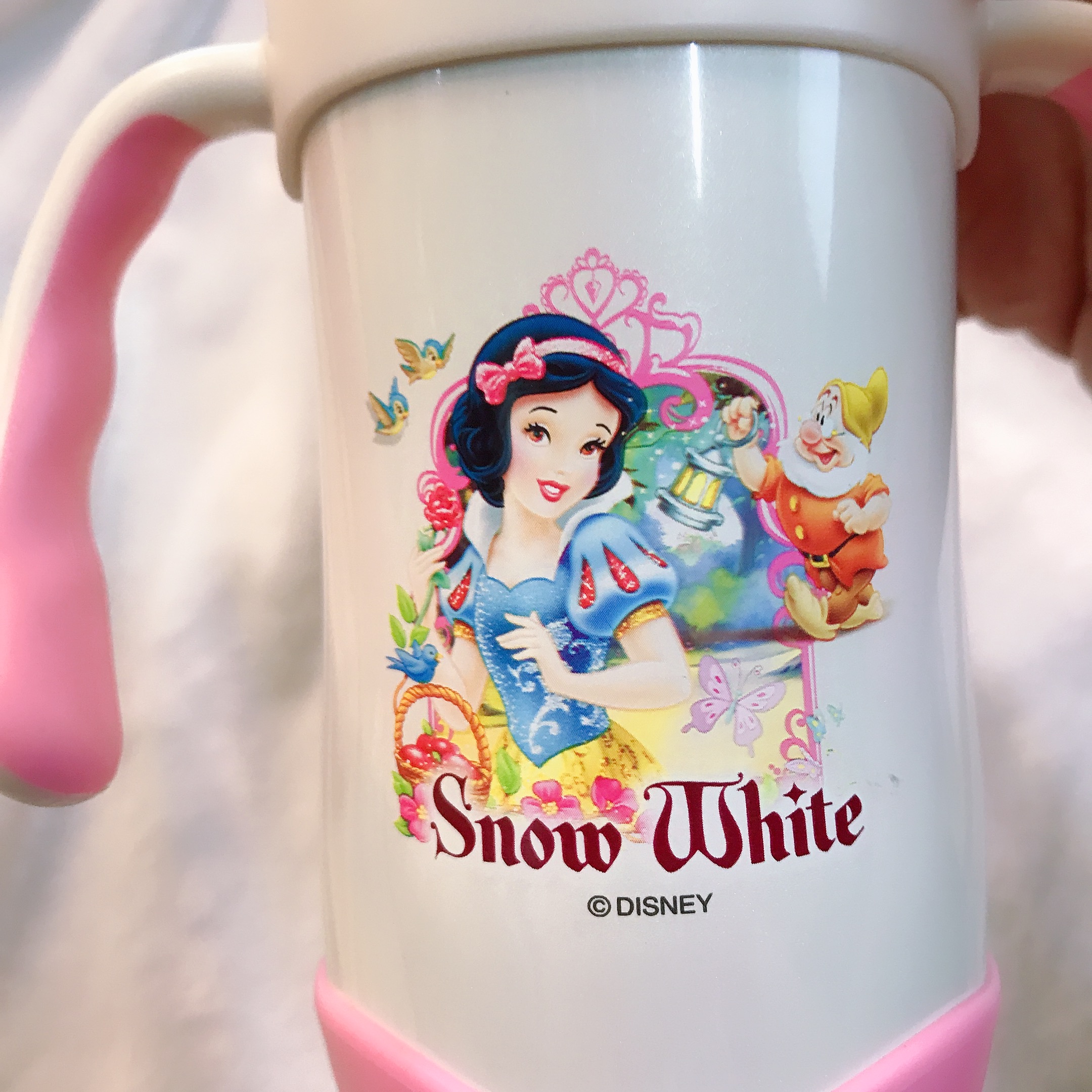 Bình nước giữ nhiệt 2 quai cầm hình công chúa Princess màu hồng nhạt cho trẻ em, các bé, học sinh -  - WD-3226HN
