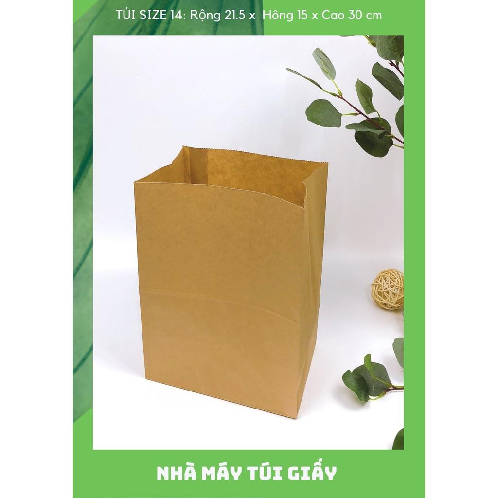 100 CHIẾC TÚI GIẤY KRAFT SIZE 14: 21.5x15x30 KHÔNG QUAI ( ẢNH THẬT SHOP TỰ CHỤP)