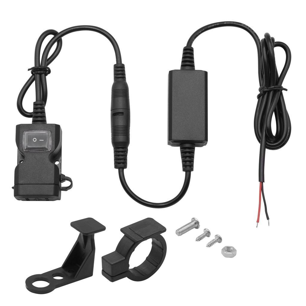 Motorcycle Handlebar Cell Phone  Mount Holder Dual USB Charger for