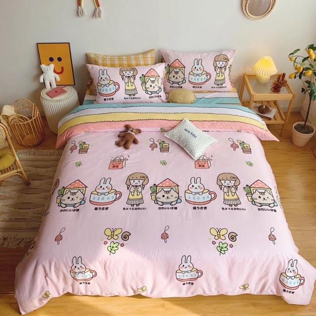 Set Cotton Living Hàng Nhập Khẩu Cao Cấp 4 Món Cô Bé Mùa Hè