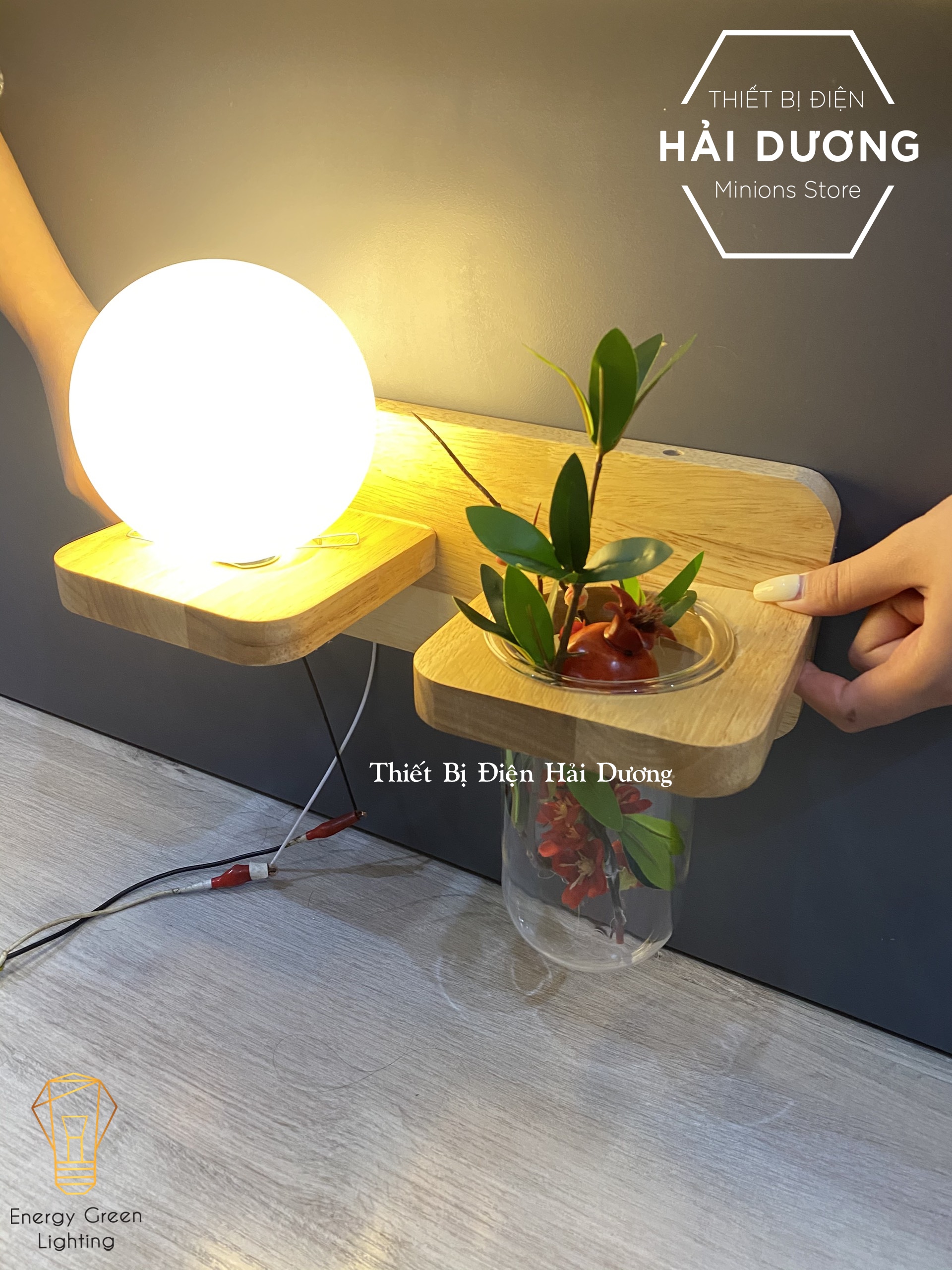 Đèn Tường Kệ Gỗ Chao Thủy Tinh Hiện Đại DT-3019 - Trang Trí Căn Phòng - Đã Bao Gồm Bóng LED 3W - Có Video