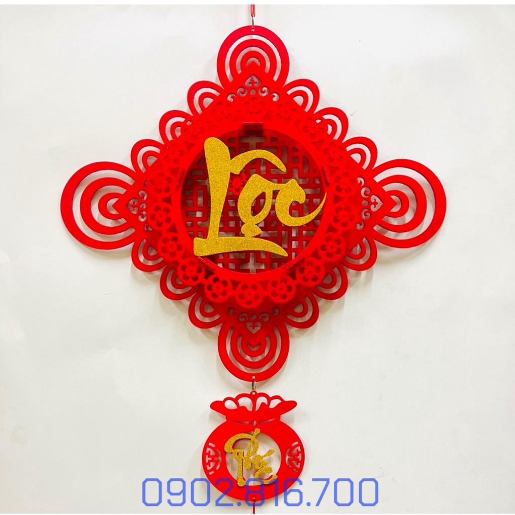 Khánh vuông - Dây treo nhung đỏ chữ PHÚC - LỘC - THỌ nổi 3D phụ kiện trang trí tết