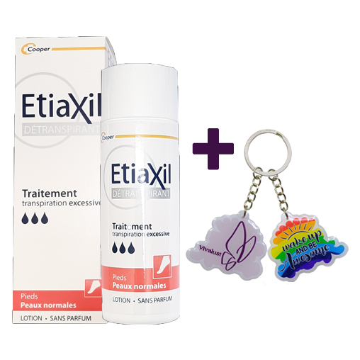 Lăn Khử Mùi Mồ Hôi Chân Và Tay ETIAXIL Détranspirant Traitement Transpiration Excessive Pieds Peaux Normales 100ml - Da Thường + Tặng 1 Móc Khóa Nhựa 2 Mặt