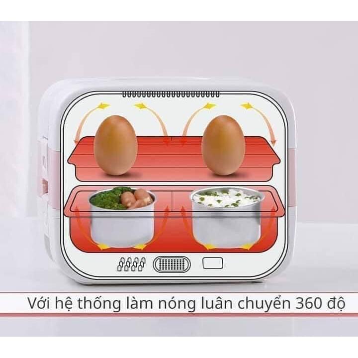 Hộp cơm điện EJR236WHT Dung Tích 1.7L Có 2 Ngăn 4 Khay Đựng Inox 304