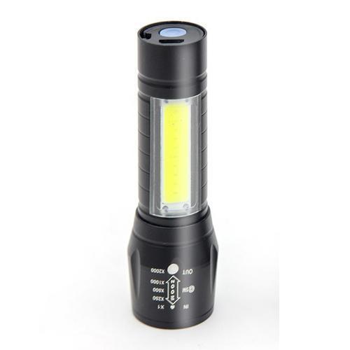 Đèn Pin Sạc Mini Có Zoom Hộp Xanh Xpe+Cob Light Siêu Sáng