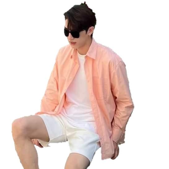 Áo Sơ Mi Nam Nữ TRAZ Phom Rộng Suông Dài Tay Màu Xanh Lá, Hồng Lụa Unisex Basic Sinh Viên Mịn Mát