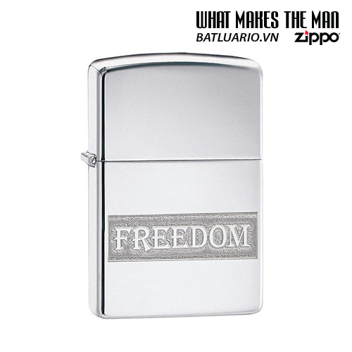 Bật Lửa Zippo 49129 – Zippo Etched Freedom Design High Polish Chrome