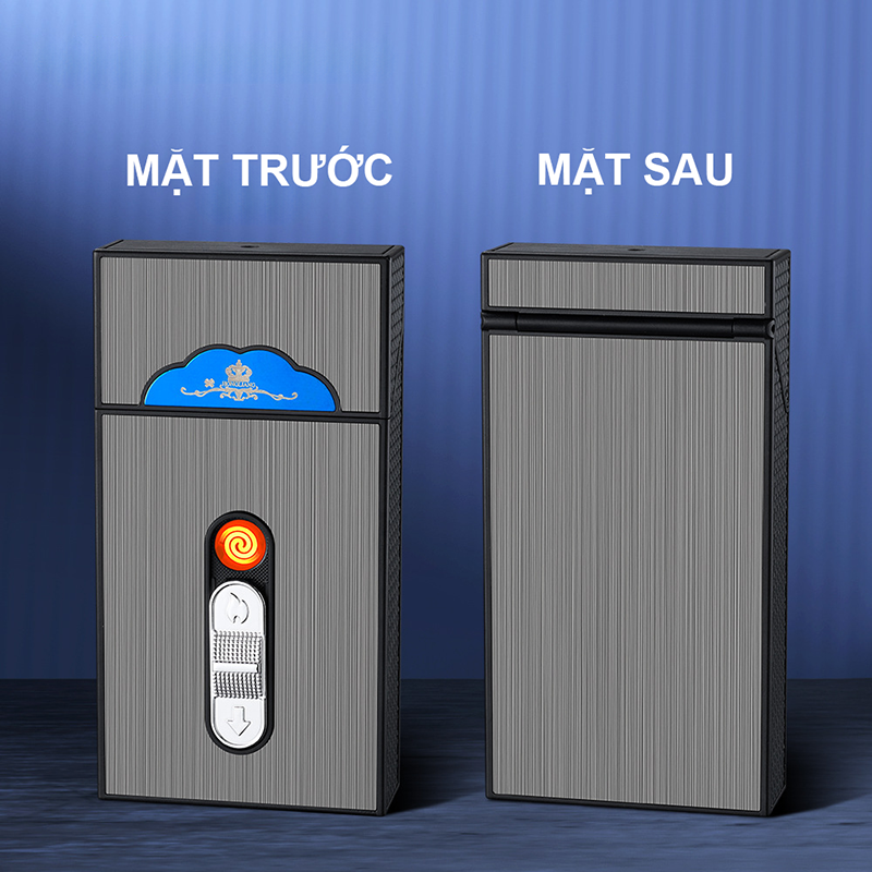 Bật Lửa Điện Kiêm Hộp Đựng Thuốc 20 Điếu Dài Slim C919 - Sạc Điện