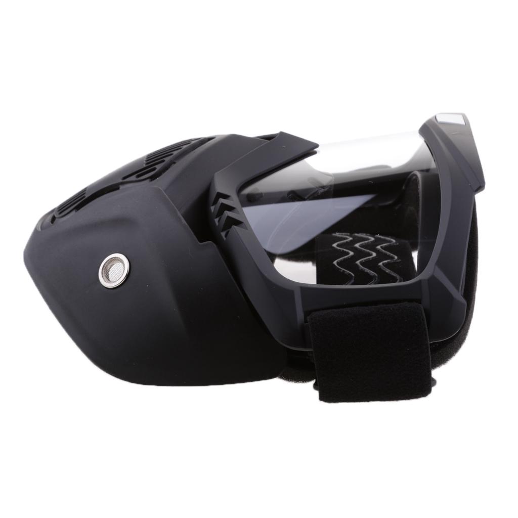 2x Motorcycle Riding Helmet Windproof Face Mask Detachable Goggles Clear