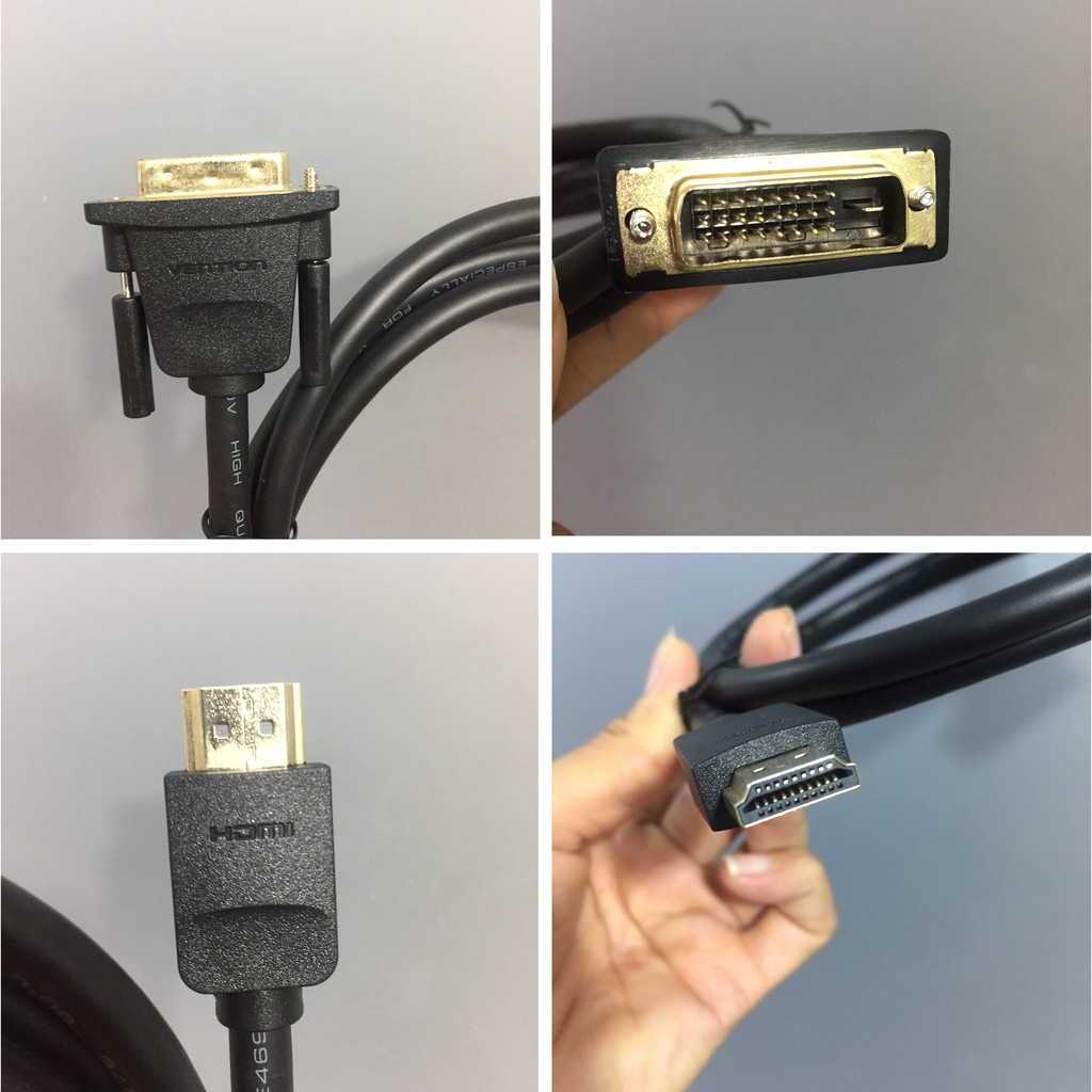 [ HDMI - DVI24+1 ] Cáp chuyển đổi 2 chiều HDMI male ra DVI 24+1 Male Vention ABFBG -  Hàng chính hãng