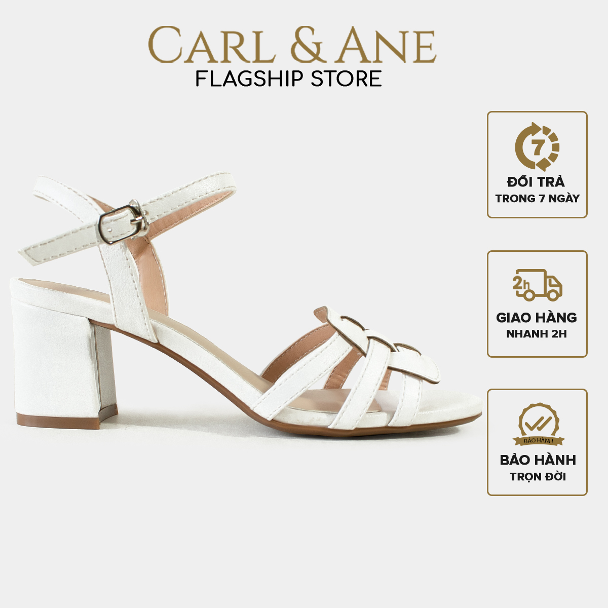 Erosska - Giày sandal cao gót mũi hở phối quai đan cao 5cm _ CS013