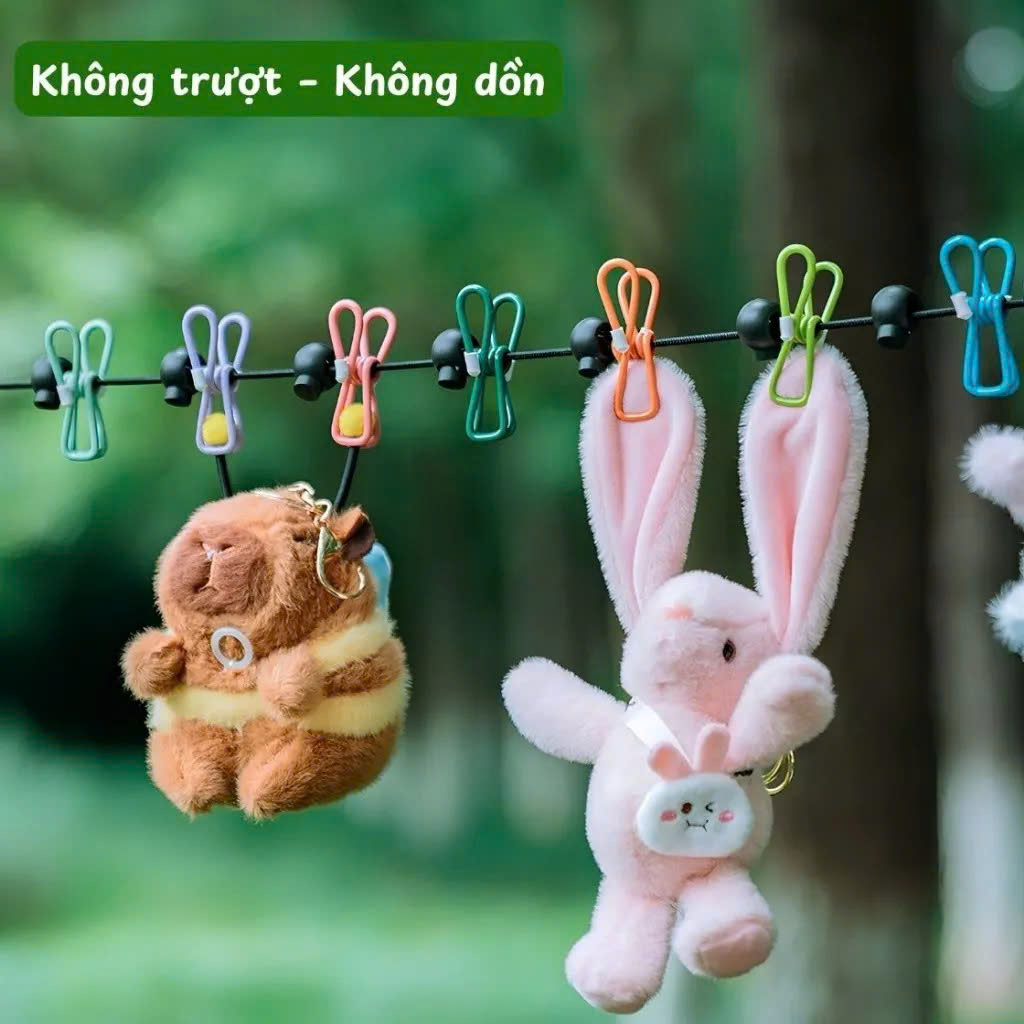 Dây Phơi Đồ Du Lịch Co Giãn 1.8m Kèm 12 Kẹp, Dây Phơi Quần Áo Du Lịch Gấp Gọn Treo Cắm Trại - HÀNG CHÍNH HÃNG MINIIN