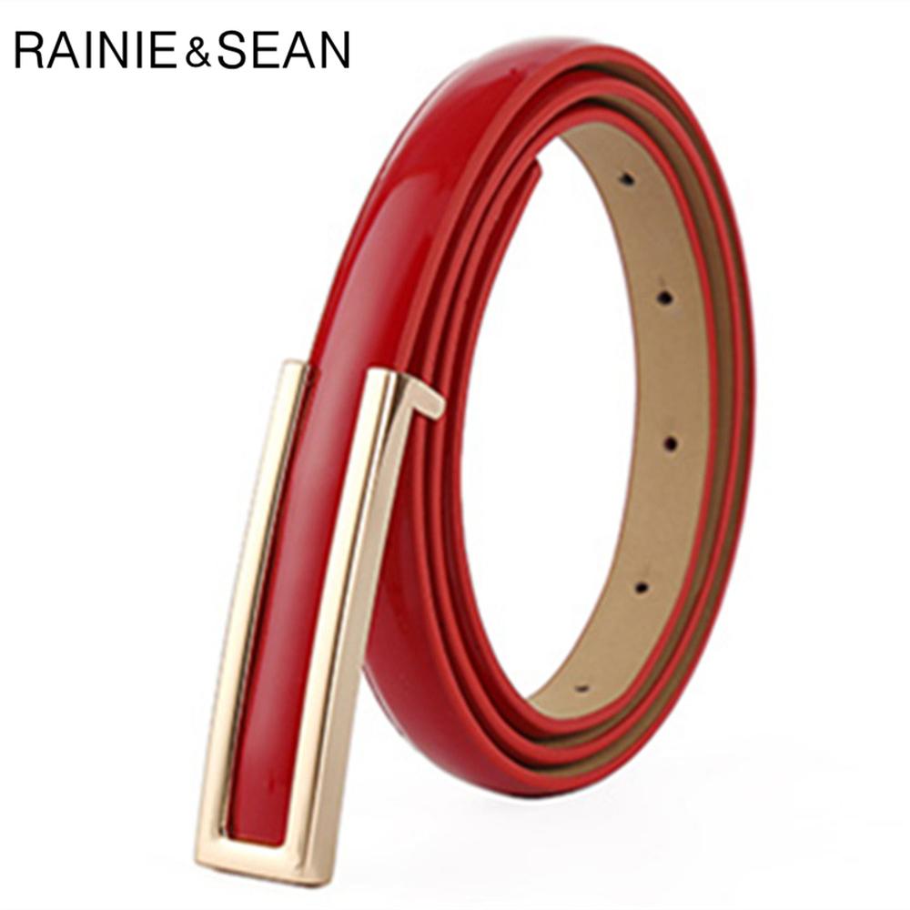 Bằng Sáng Chế Da Thắt Lưng Nữ Mỏng Nữ Eo Cho Quần Da Thật Xanh Đỏ Đen Trắng Hồng Nữ Dây Đeo 102Cm
