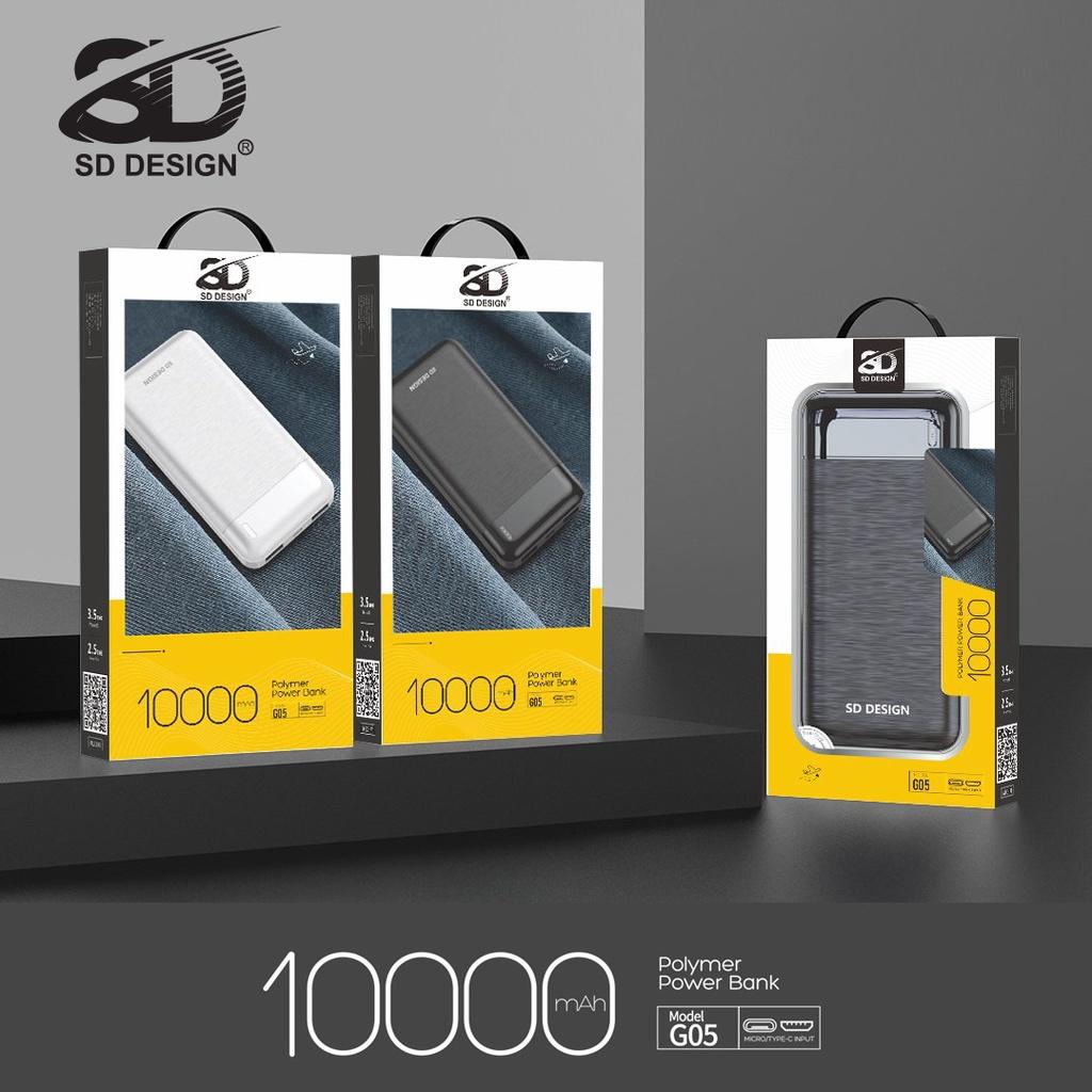 Sạc dự phòng 2 cổng USB G05 dung lượng 10000mAh thiết kế nhỏ gọn năng động SD Design thích hợp đem đi du lịch