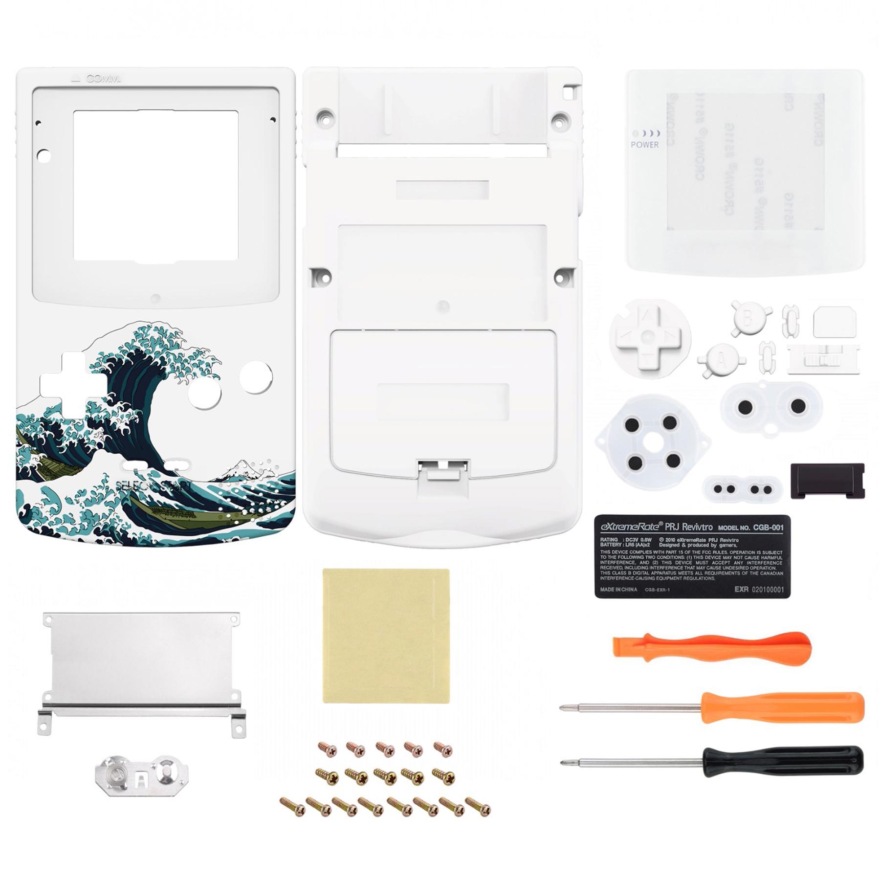 IPS eXtremeRate Sẵn sàng được nâng cấp Vỏ thay thế Great Wave Vỏ đầy đủ với các nút dành cho Gameboy Color cho GBC Color: The Great Wave