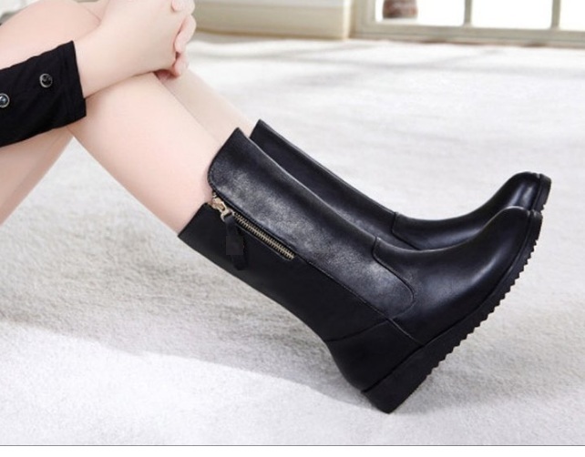 Giày boot ống dây kéo vàng cổ lửng, giày bốt nữ cổ trung S151