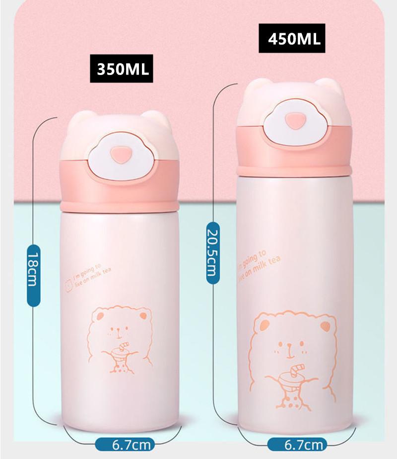 350Ml/450Ml Hoạt Hình Bình Giữ Nhiệt Cốc Tập Uống Có Ống Hút Đôi Thép Không Gỉ Trẻ Em Hút Chân Không Bình Dễ Thương Nhiệt Nước tumbler