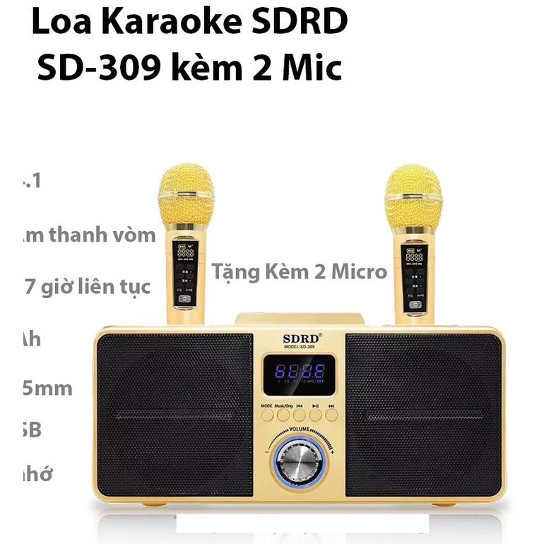 Loa Karaoke Bluetooth 5.0 SDRD SD-309 Cao Cấp, Dung Lượng Pin Lớn