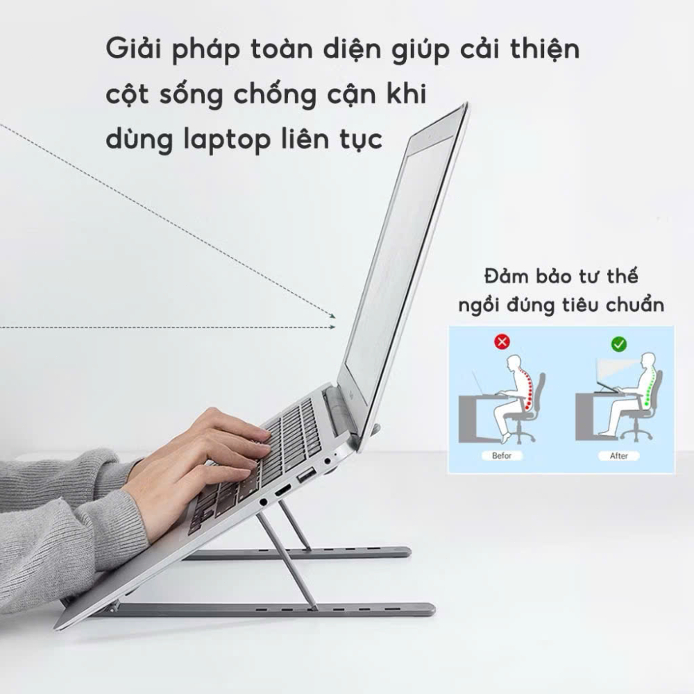 Bộ Giá Đỡ Laptop gấp gọn và quạt - Đế Kê Laptop Tản Nhiệt Có Thể Điều Chỉnh Độ Cao