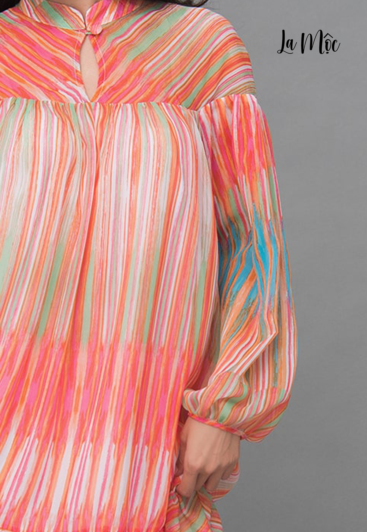 Đầm Babydoll Voan Nhún Bèo Tay Dài Phồng Nhẹ Đa Sắc Maxivic, La Mộc - LM72103