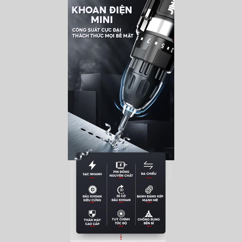 Bộ Máy Khoan Pin Cầm Tay Công Suất 12v Kèm Theo Rất Nhiều Phụ Kiện Tiện Lợi Tặng Kèm Hộp Đựng Bằng Nhựa Cao Cấp GJ-113