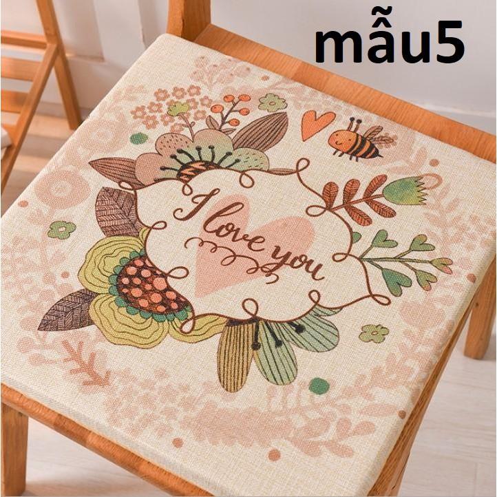 Đệm ngồi bệt bằng mút tháo ra giặt được 45*45cm có dây cột