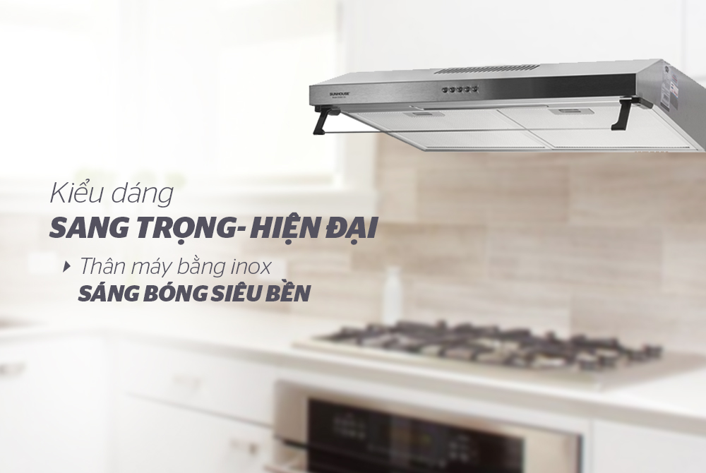 Máy Hút Mùi Vỏ Inox Sunhouse SHB 6118I - Hàng chính hãng